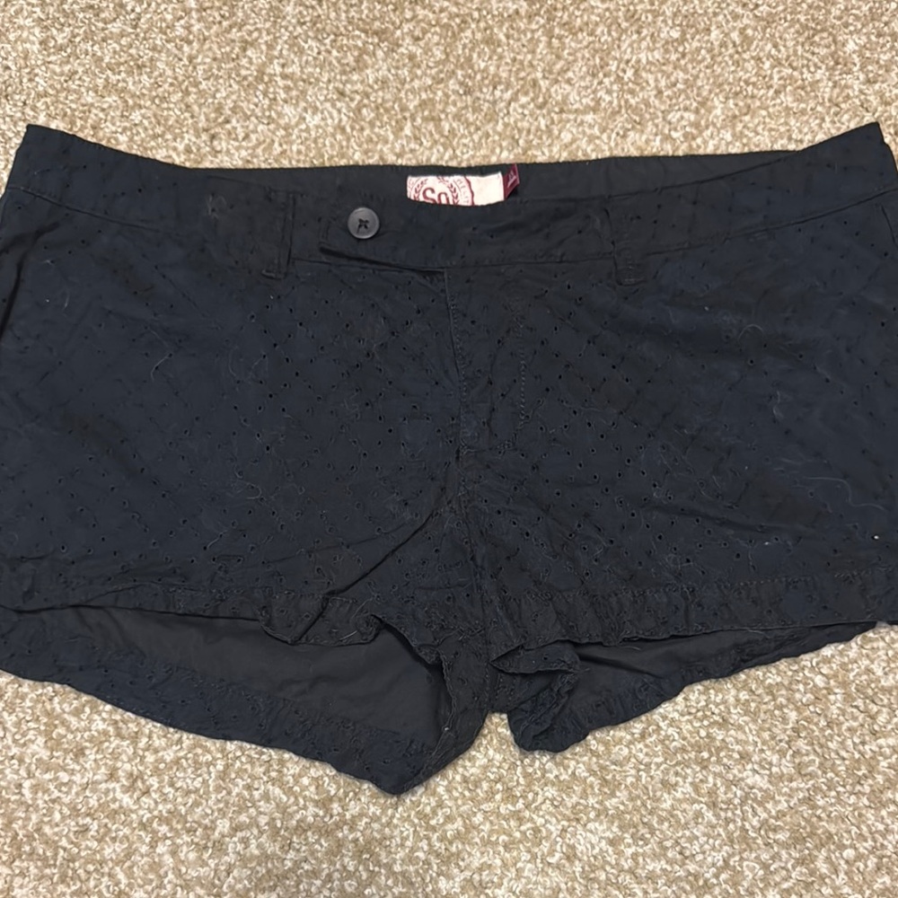 SO Women's Black Eyelet Shorts